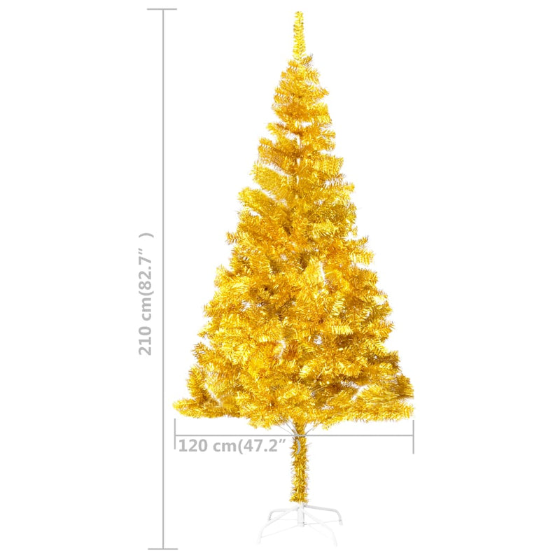 Artificial Christmas Tree with LEDs&Ball Set Gold 82.7" PET