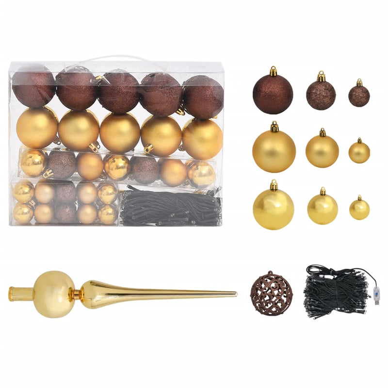 Artificial Christmas Tree with LEDs&Ball Set Gold 82.7" PET