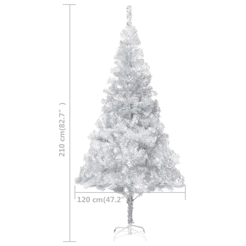 Artificial Christmas Tree with LEDs&Ball Set Silver 82.7" PET