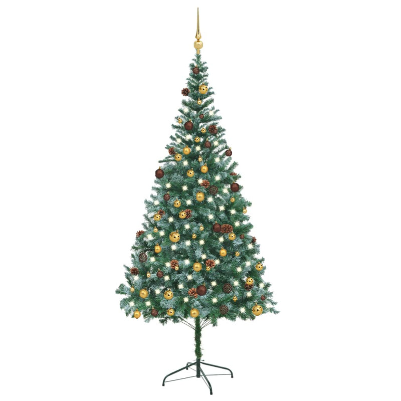 Artificial Christmas Tree with LEDs&Ball Set&Pinecones 82.7"