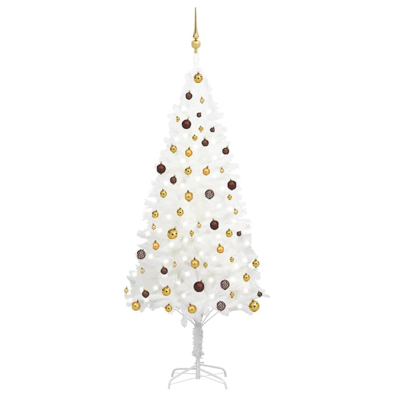 Artificial Christmas Tree with LEDs&Ball Set White 82.7"