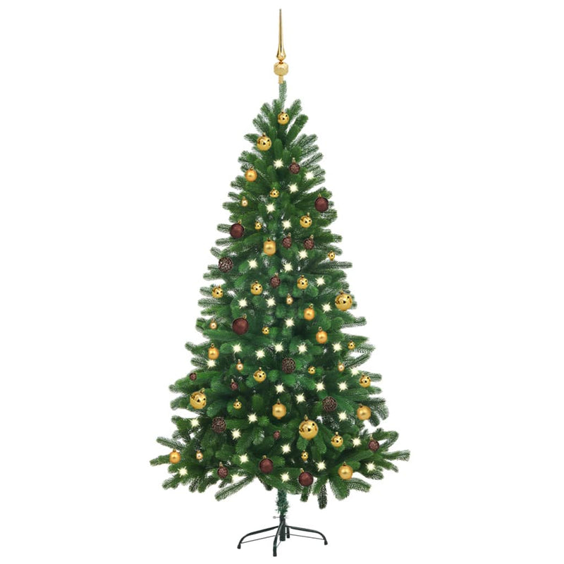 Artificial Christmas Tree with LEDs&Ball Set 70.9" Green
