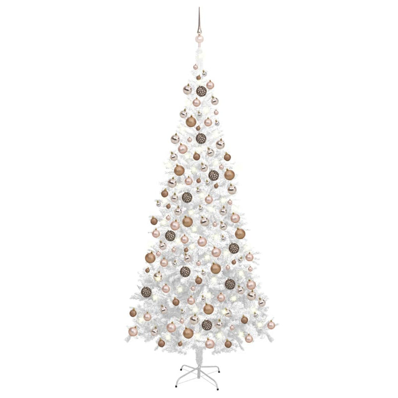 Artificial Christmas Tree with LEDs&Ball Set L 94.5" White