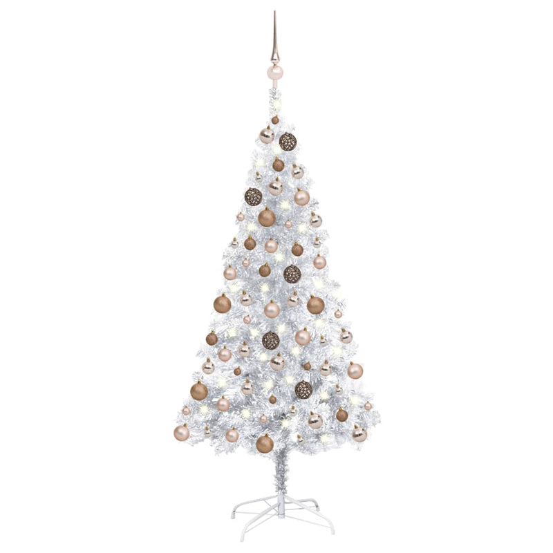 Artificial Christmas Tree with LEDs&Ball Set Silver 47.2" PET (329187+330097)