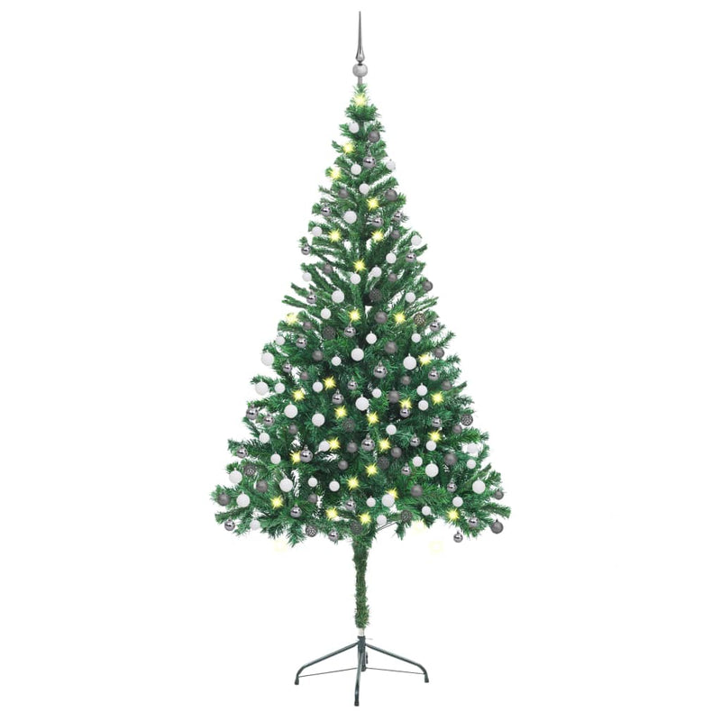 Artificial Christmas Tree with LEDs&Ball Set 82.7" 910 Branches