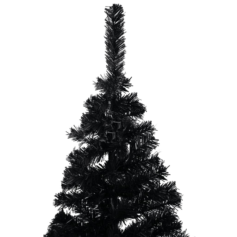 Artificial Christmas Tree with LEDs&Ball Set Black 59.1" PVC