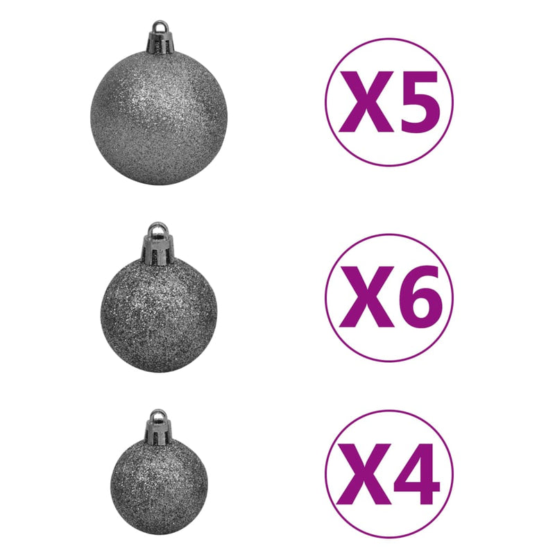Artificial Christmas Tree with LEDs&Ball Set Black 70.9" PVC
