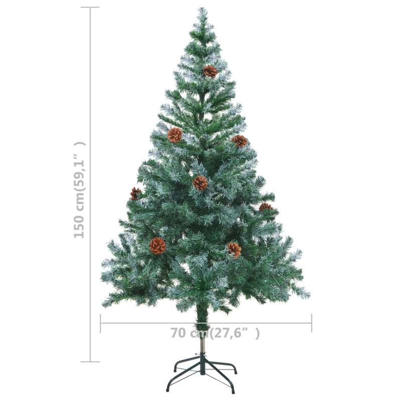 Frosted Christmas Tree with LEDs&Ball Set Pinecones 59.1"