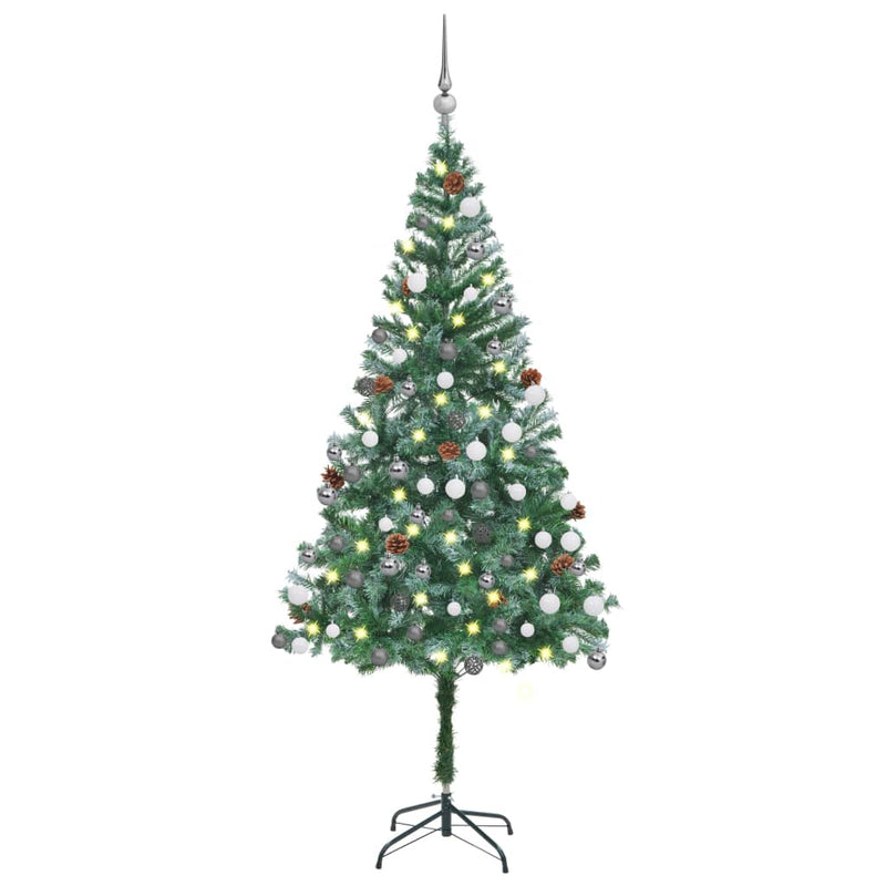 Artificial Christmas Tree with LEDs&Ball Set Pinecones 70.9"