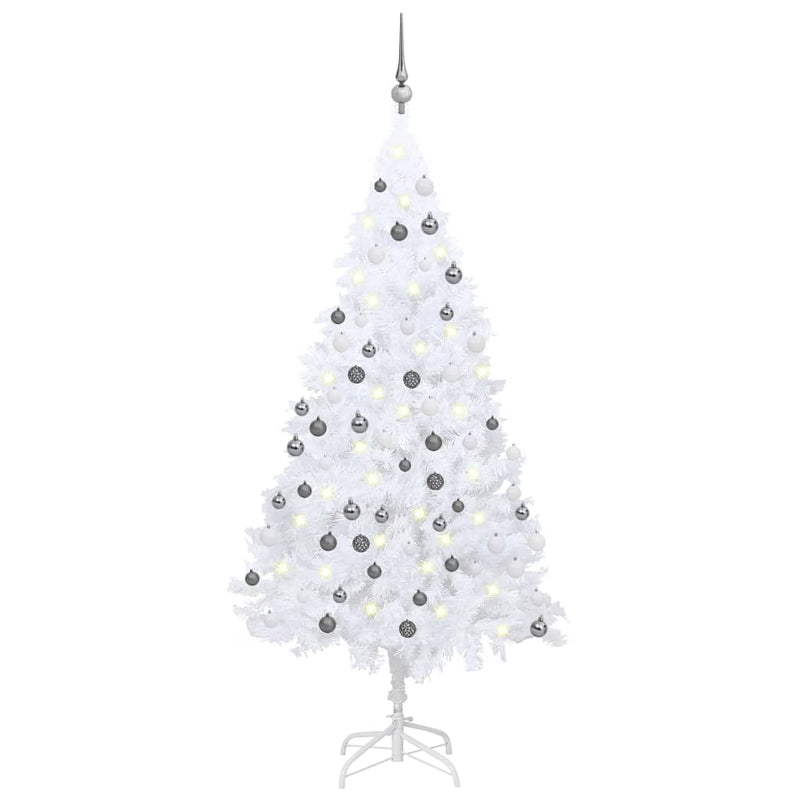Artificial Christmas Tree with LEDs&Ball Set White 47.2" PVC