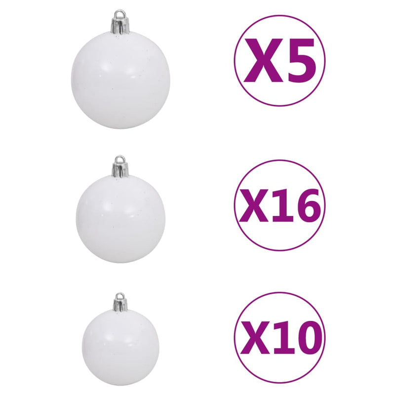 Artificial Christmas Tree with LEDs&Ball Set White 82.7" PVC