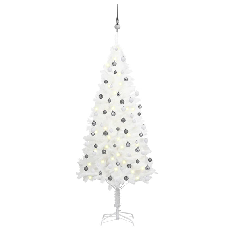 Artificial Christmas Tree with LEDs&Ball Set White 70.9"