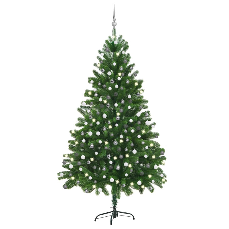 Artificial Christmas Tree with LEDs&Ball Set 82.7" Green