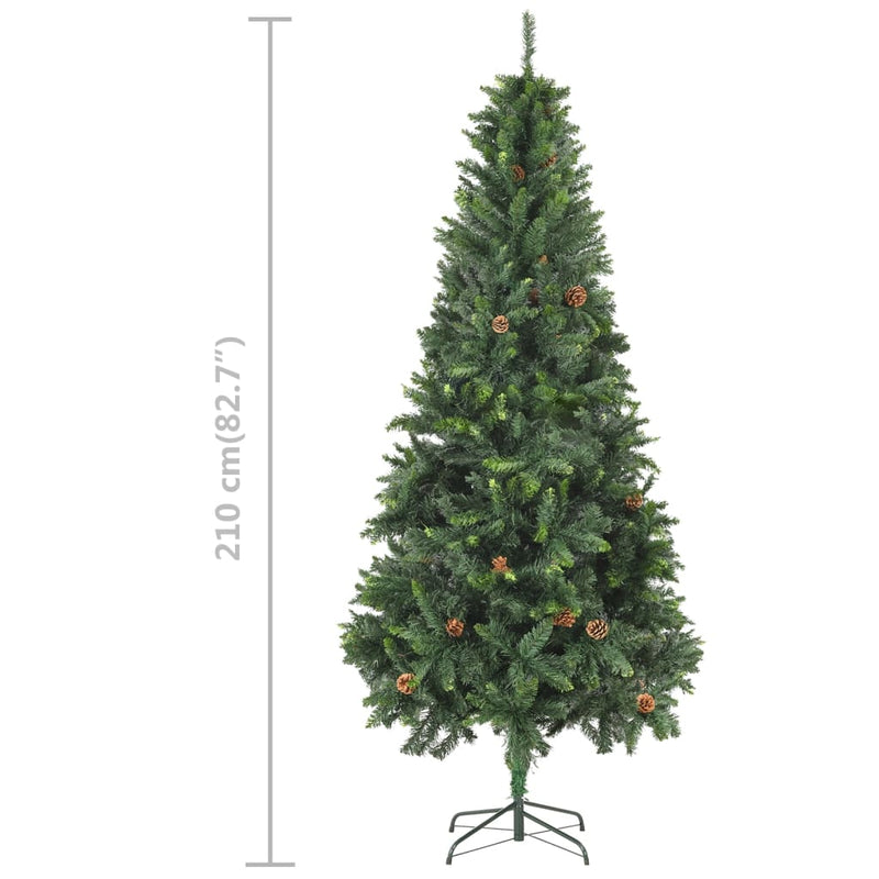 Artificial Christmas Tree with LEDs&Pine Cones Green 82.7"