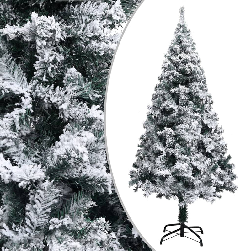 Artificial Christmas Tree with LEDs&Flocked Snow Green 82.7"