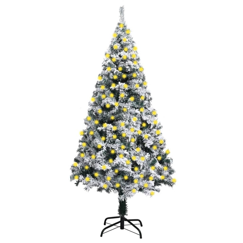 Artificial Christmas Tree with LEDs&Flocked Snow Green 94.5"