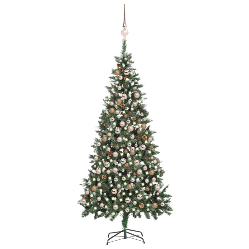 Artificial Christmas Tree with LEDs&Ball Set&Pine Cones 82.7"