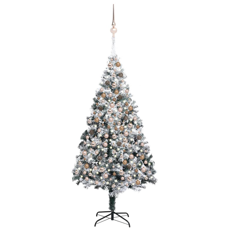 Artificial Christmas Tree with LEDs&Ball Set Green 94.5" PVC