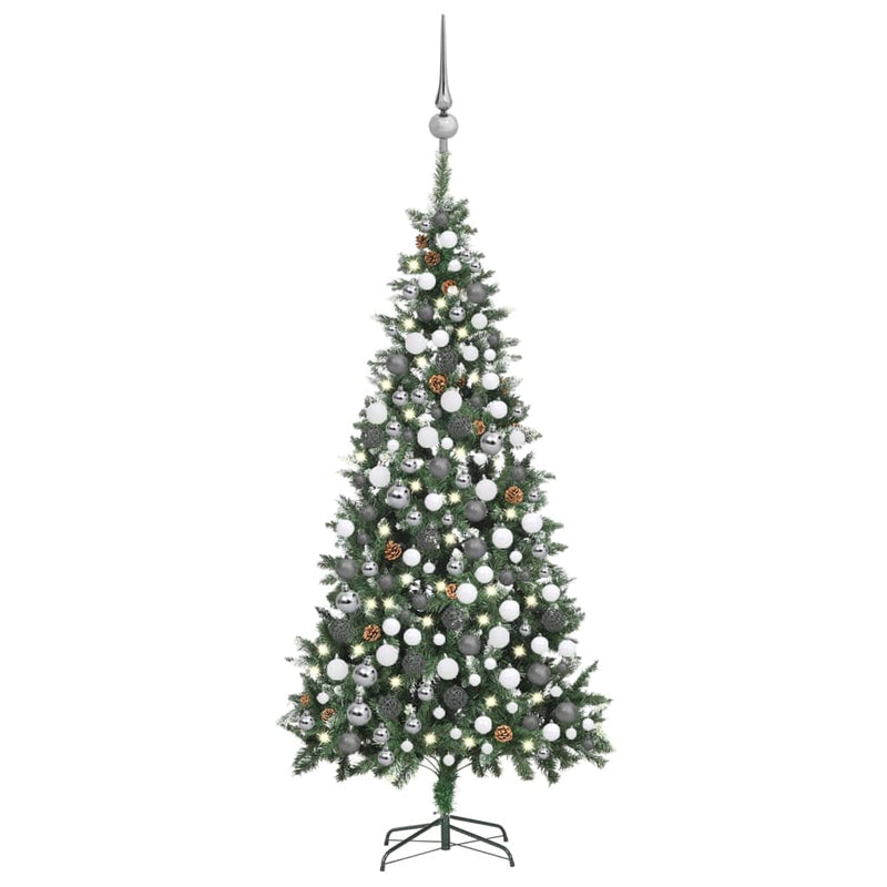 Artificial Christmas Tree with LEDs&Ball Set Pine Cones 82.7"