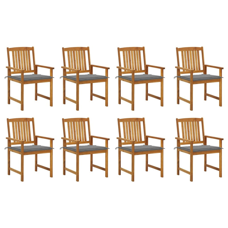 Patio Chairs with Cushions 8 pcs Solid Acacia Wood