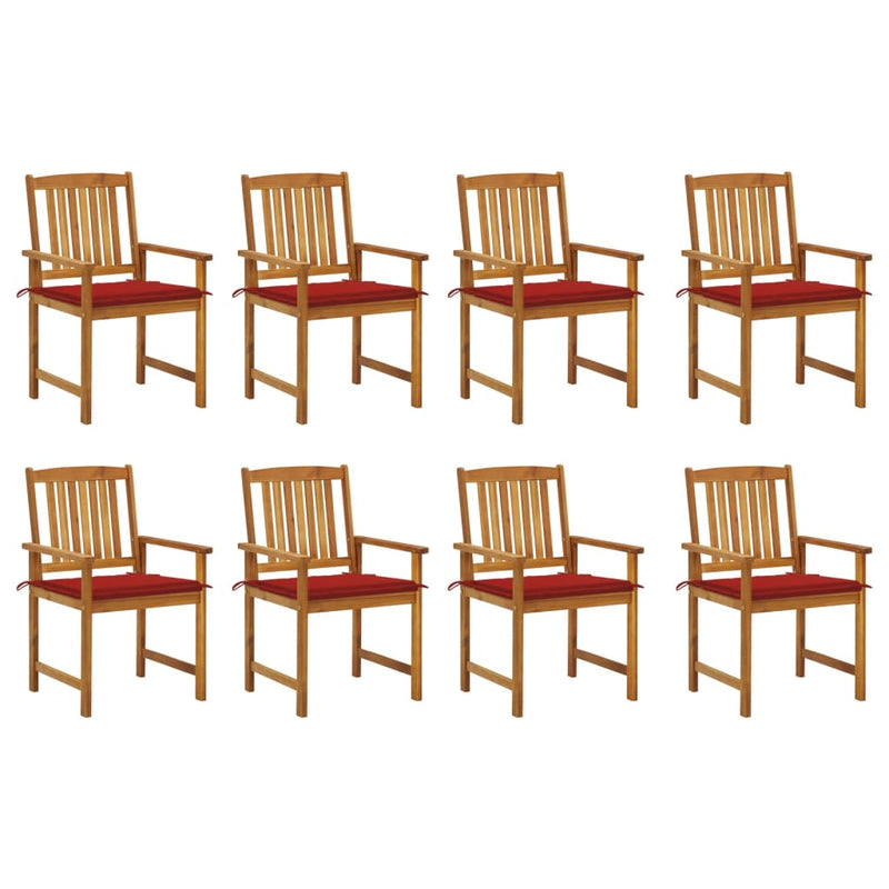 Patio Chairs with Cushions 8 pcs Solid Acacia Wood