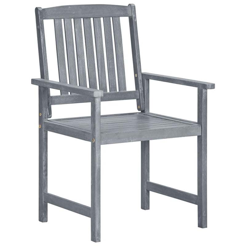 Patio Chairs 8 pcs Solid Acacia Wood Gray