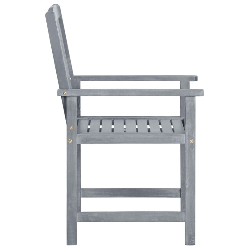 Patio Chairs 8 pcs Solid Acacia Wood Gray