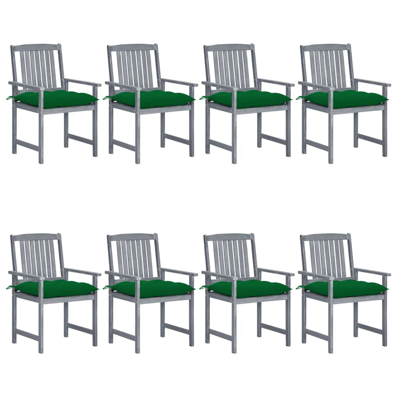 Patio Chairs with Cushions 8 pcs Solid Acacia Wood Gray