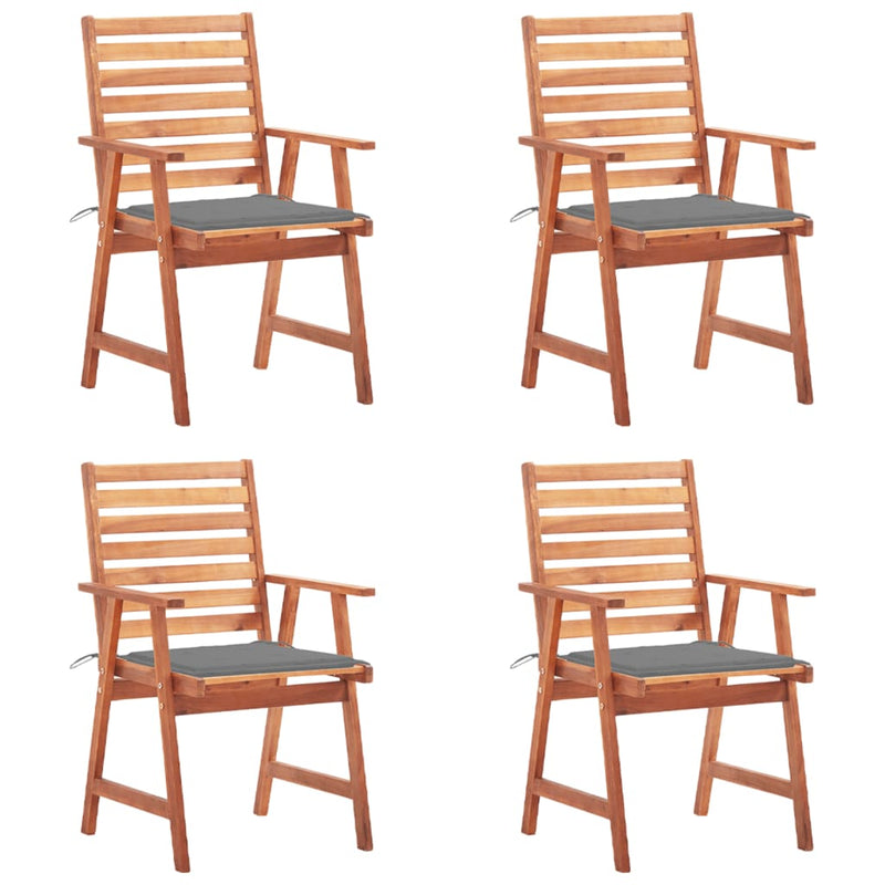 Patio Dining Chairs 4 pcs with Cushions Solid Acacia Wood