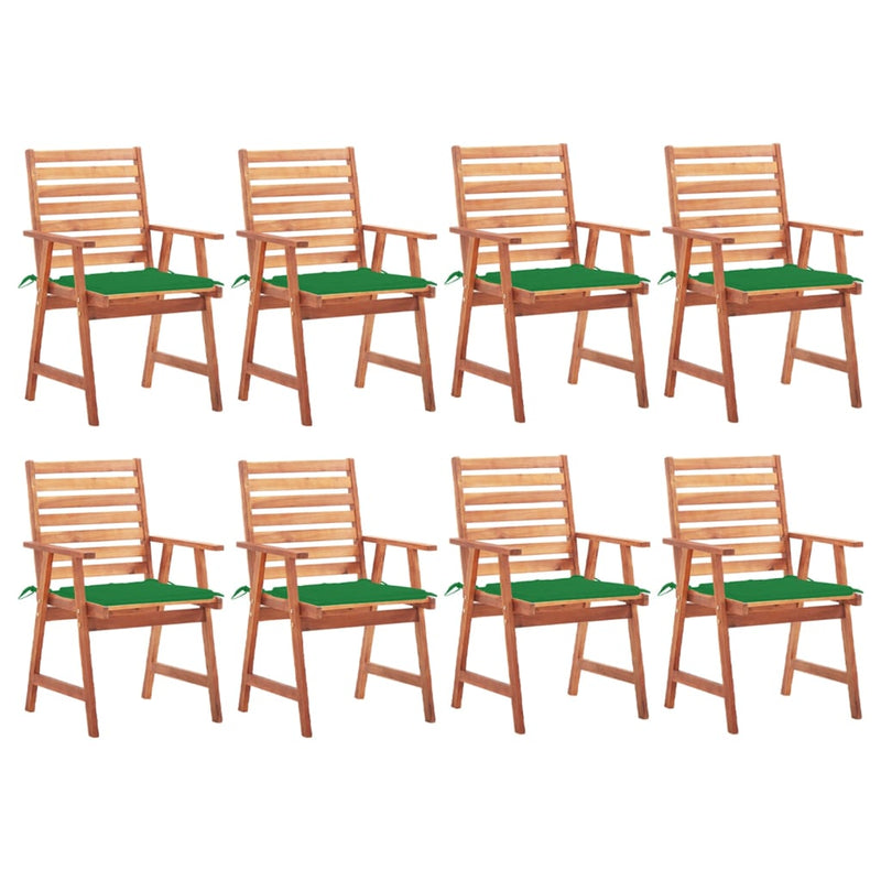 Patio Dining Chairs 8 pcs with Cushions Solid Acacia Wood