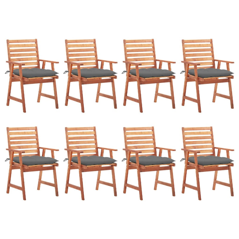 Patio Dining Chairs 8 pcs with Cushions Solid Acacia Wood