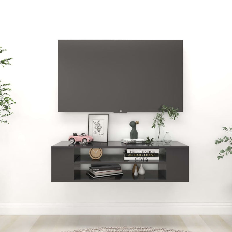 Hanging TV Cabinet Gray 39.4"x12"x10.4" Chipboard