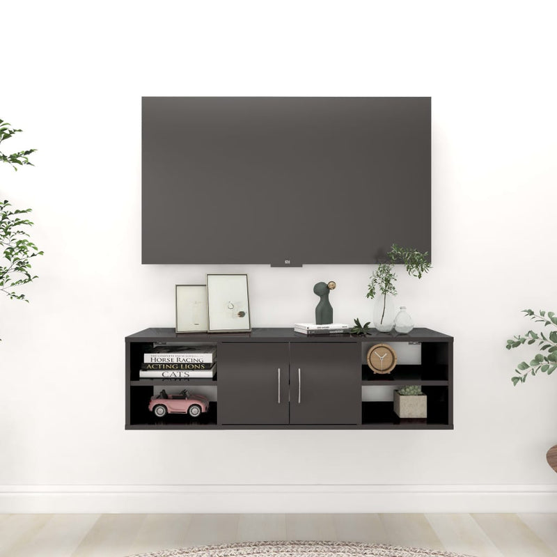 Wall Shelf High Gloss Gray 40.2"x12"x11.4" Chipboard