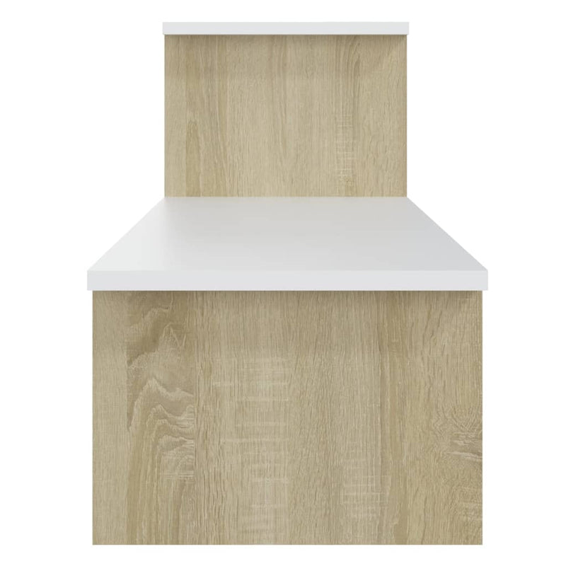 TV Cabinet Sonoma Oak and White 70.9"x11.8"x16.9" Chipboard