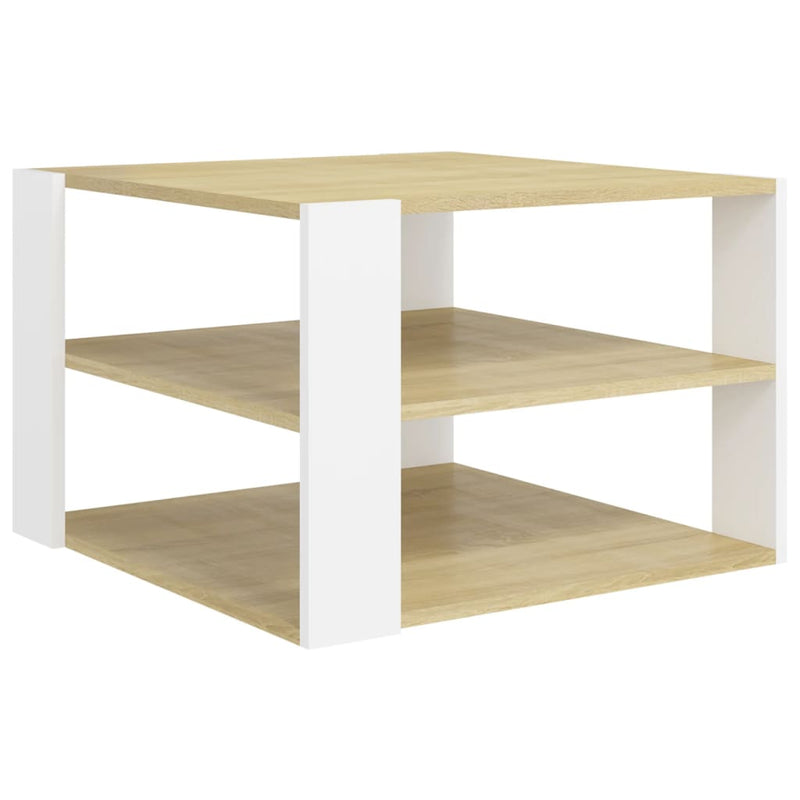 Coffee Table Sonoma Oak and White 24"x24"x16" Chipboard