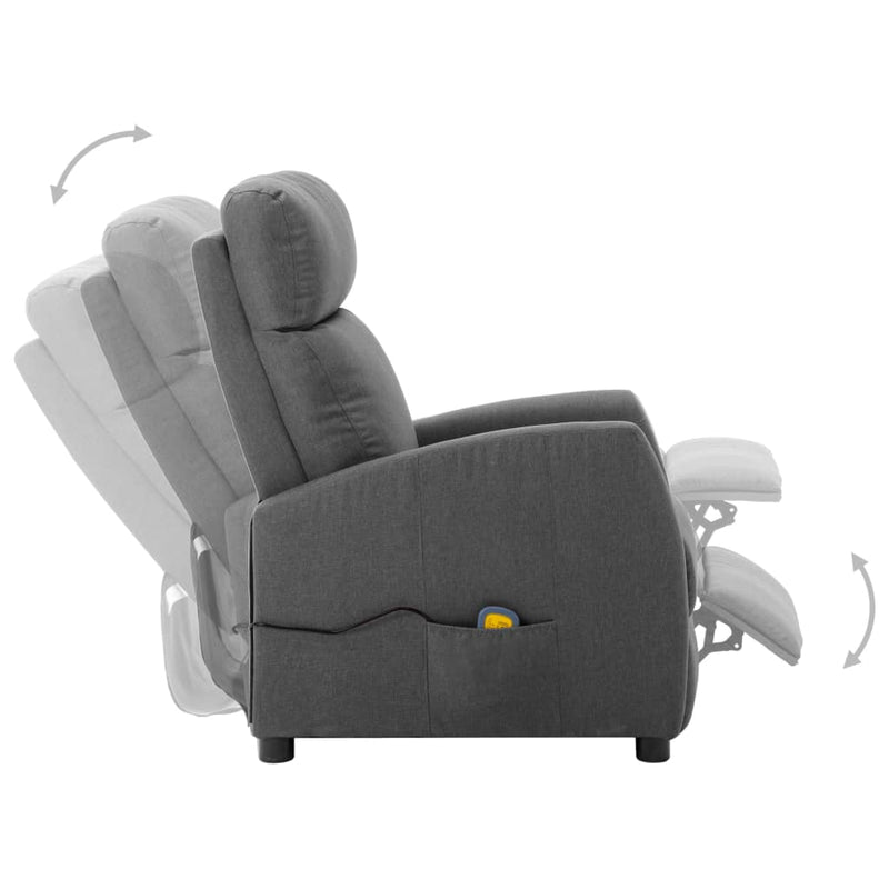 Electric Massage Reclining Chair Light Gray Fabric