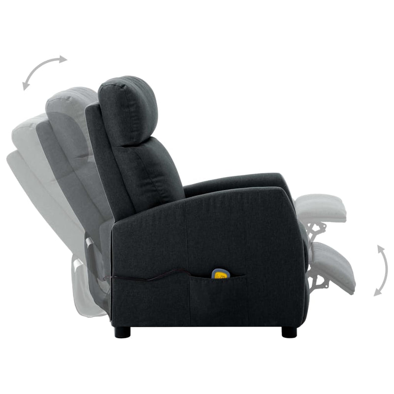 Electric Massage Reclining Chair Dark Gray Fabric