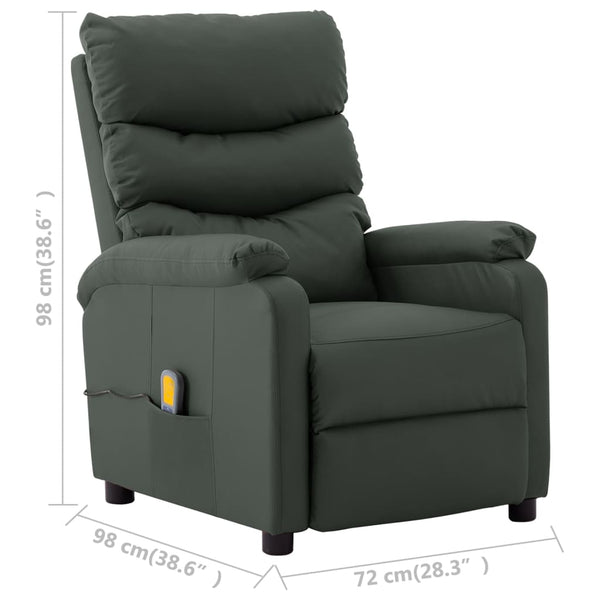 Electric Massage Reclining Chair Gray Faux Leather