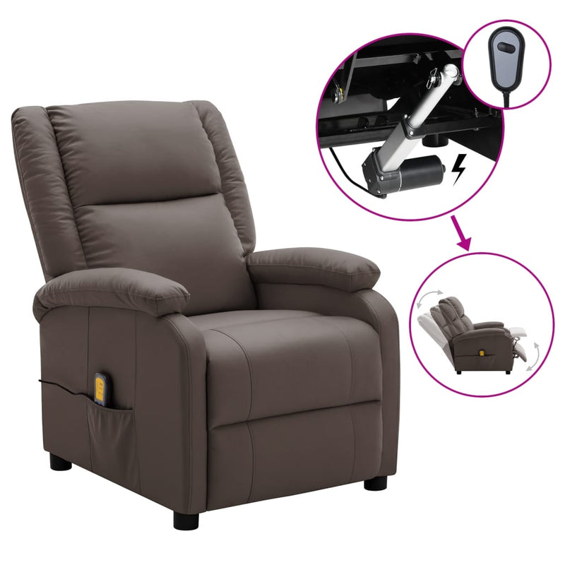 Electric Massage Recliner Brown Faux Leather