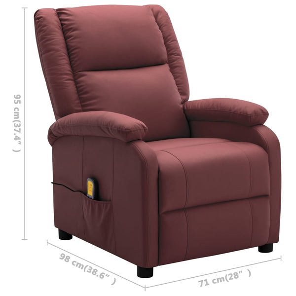 Electric Massage Recliner Wine Red Faux Leather