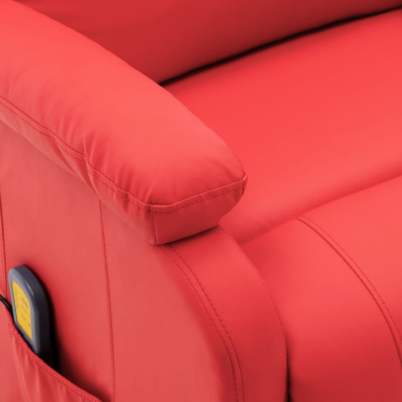 Electric Massage Recliner Red Faux Leather