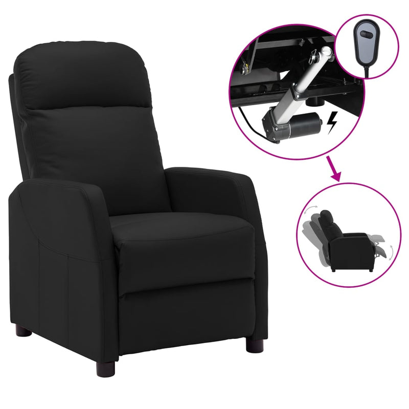 Electric Reclining Chair Black Faux Leather