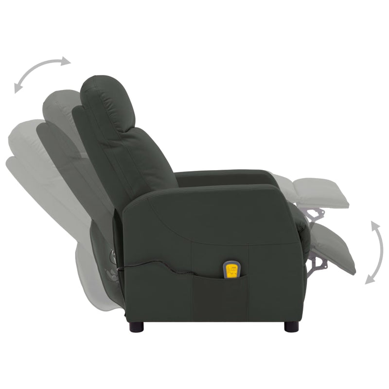 Electric Massage Reclining Chair Anthracite Faux Leather
