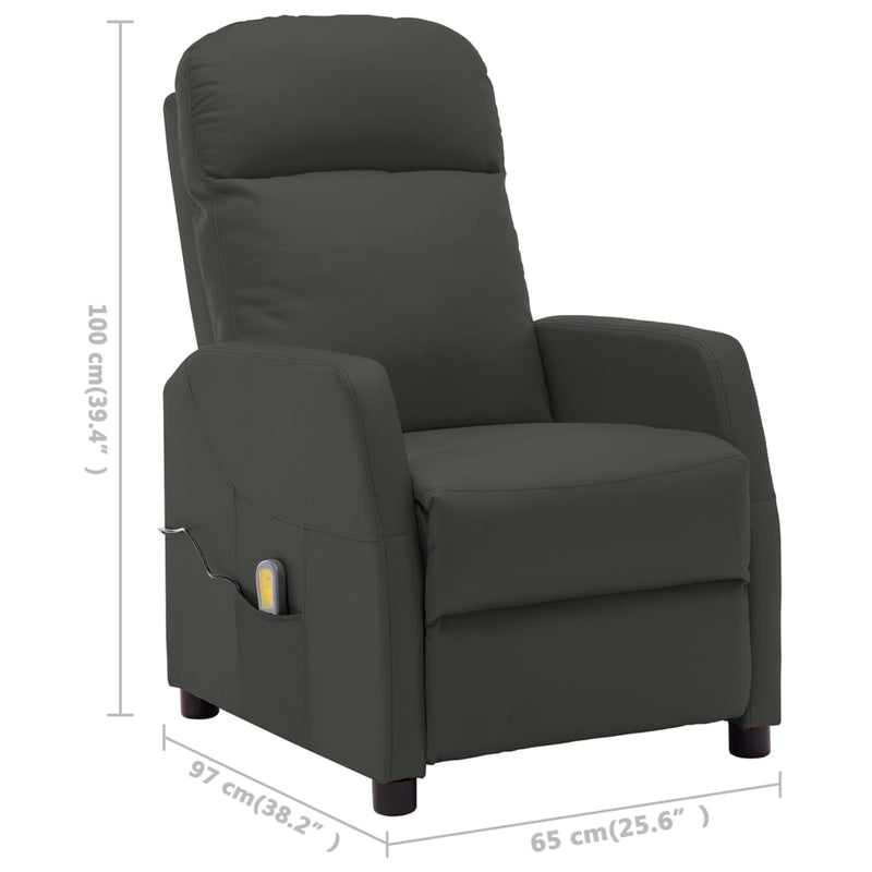 Electric Massage Reclining Chair Anthracite Faux Leather