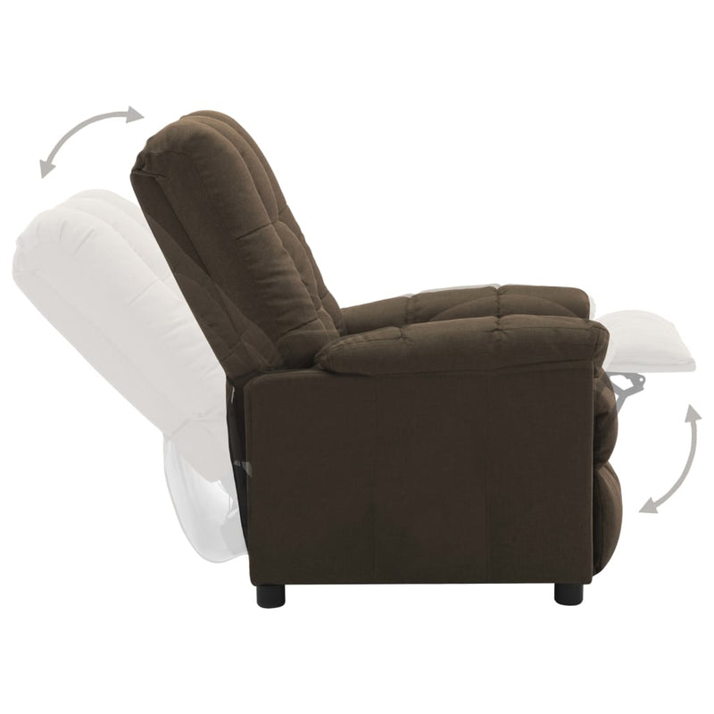 Electric Recliner Brown Fabric