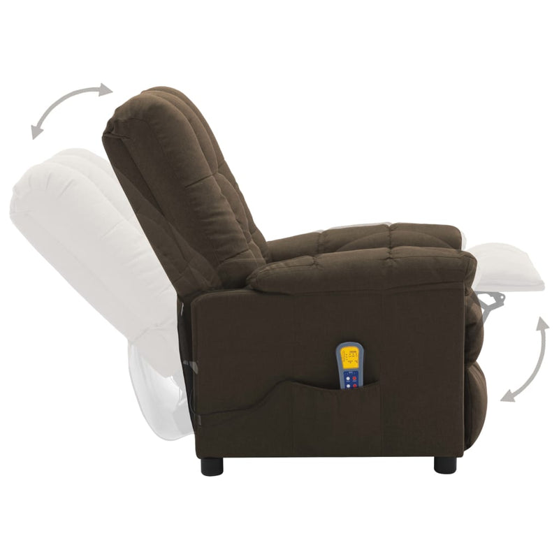 Electric Massage Recliner Brown Fabric