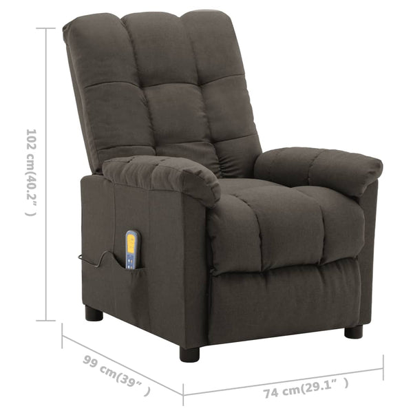 Electric Massage Recliner Taupe Fabric