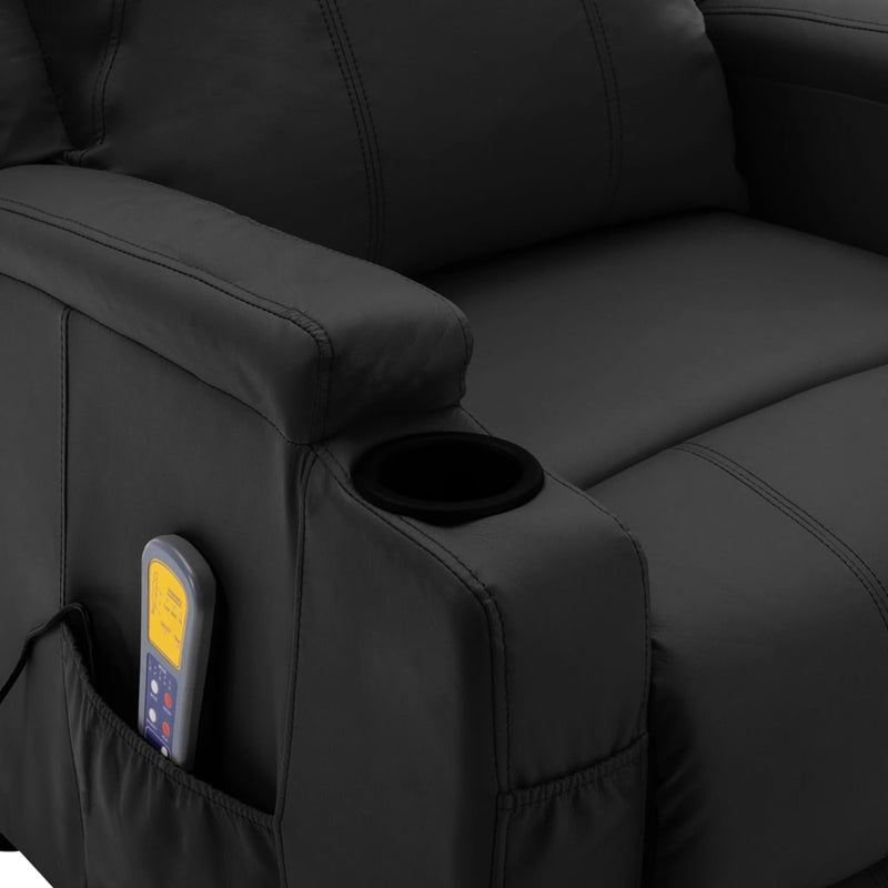 Electric Massage Reclining Chair Black Faux Leather