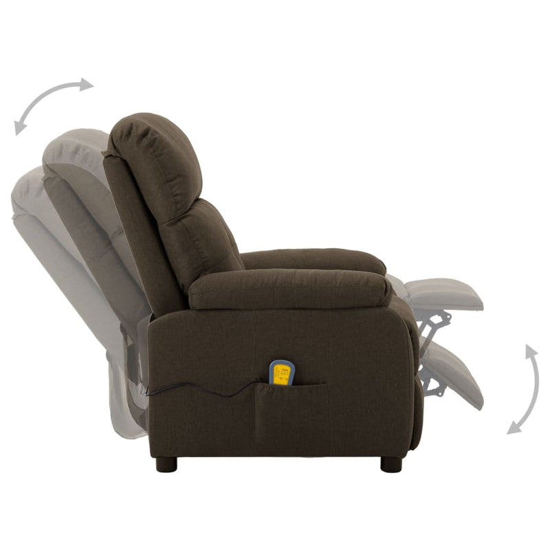 Electric Massage Recliner Chair Brown Fabric