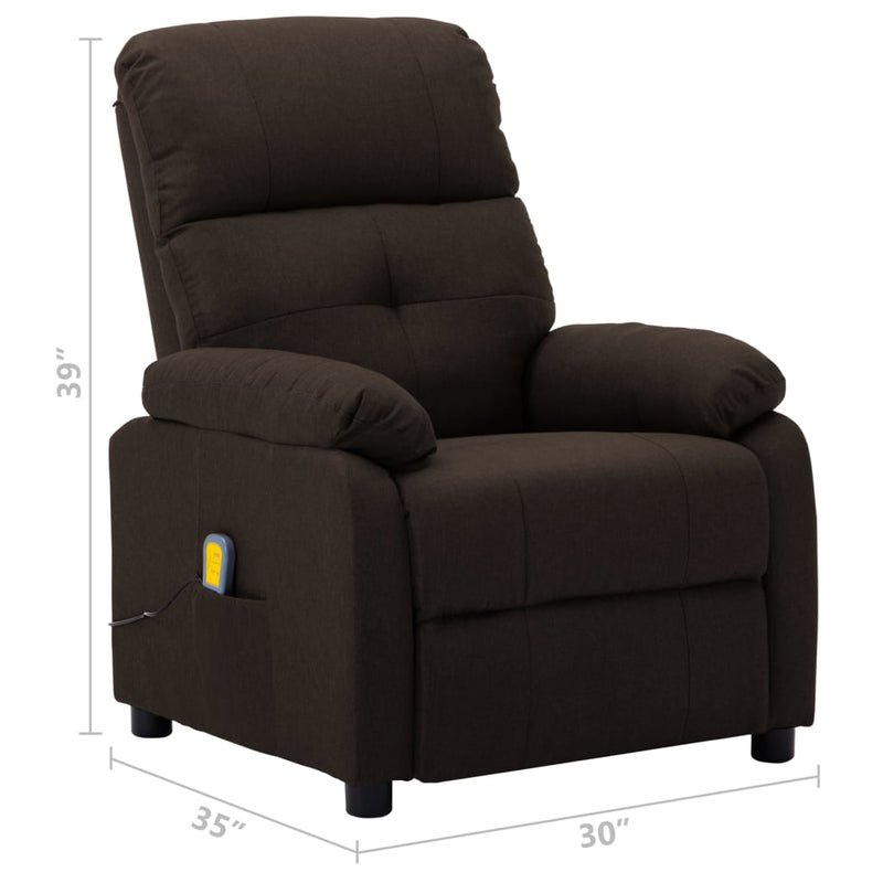 Electric Massage Recliner Chair Dark Brown Fabric